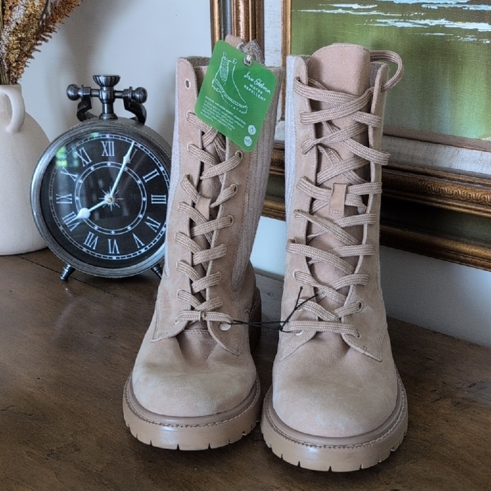 Sam Edelman Tan Lace Up Boots with Chunky Sole